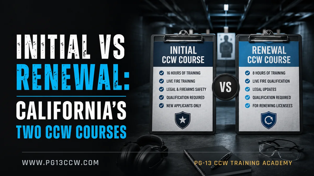 Initial vs renewal California CCW courses guide cover