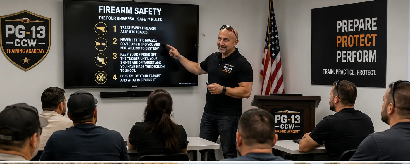 Classroom instruction at PG-13 CCW Training Academy