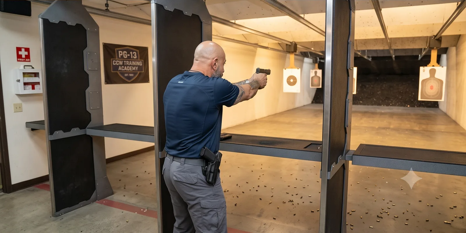 Indoor range lanes in use