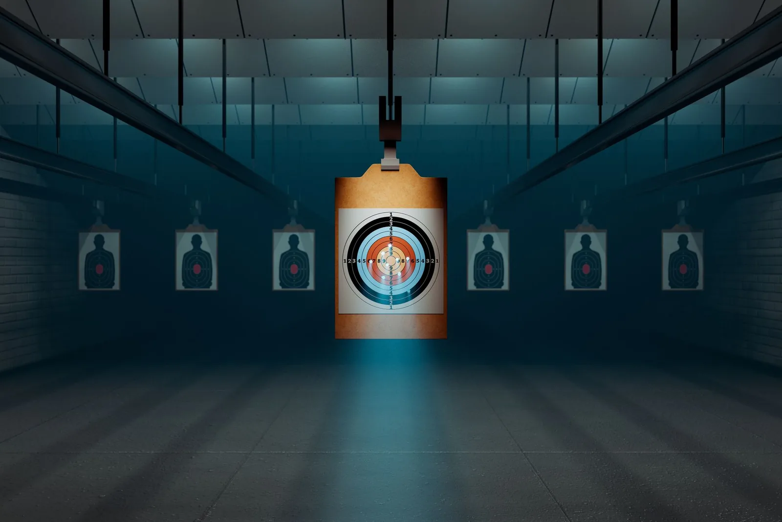 Single shooting lane with target downrange