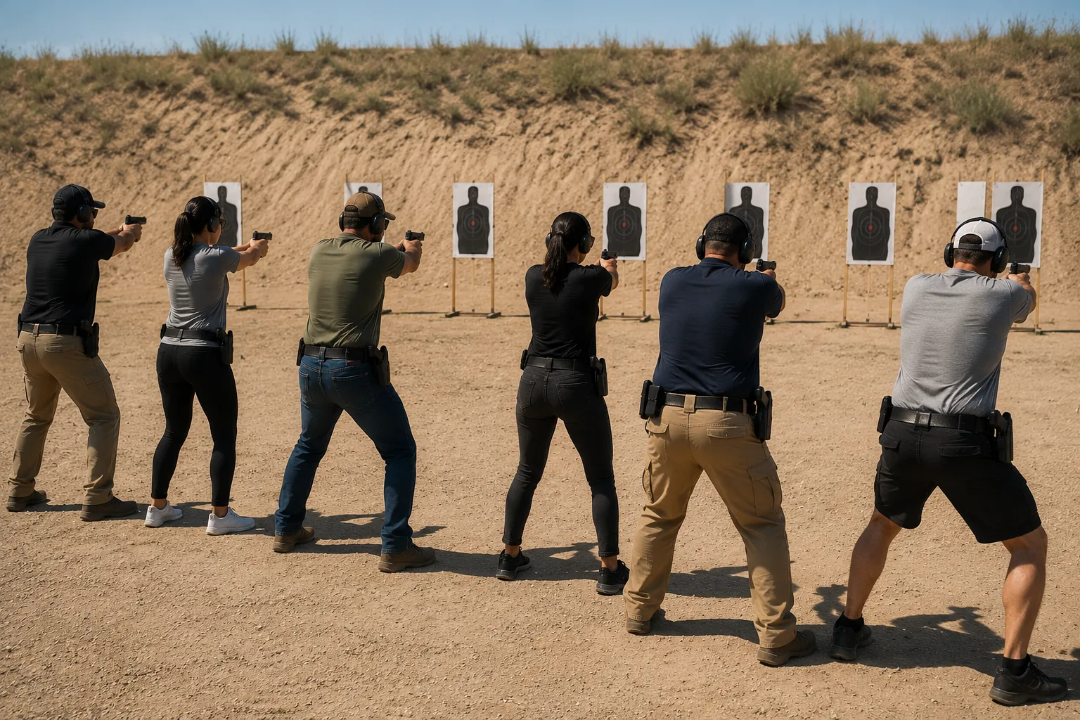 Students on the outdoor firing line