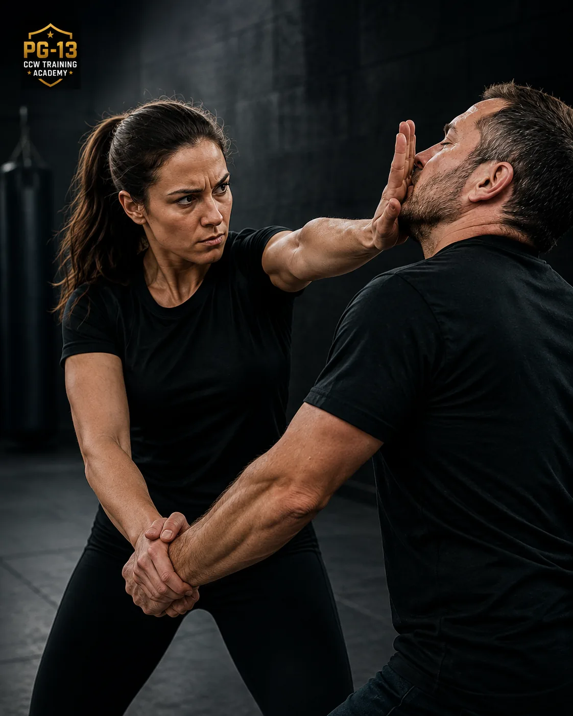 PG-13 CCW instructor demonstrating self-defense technique